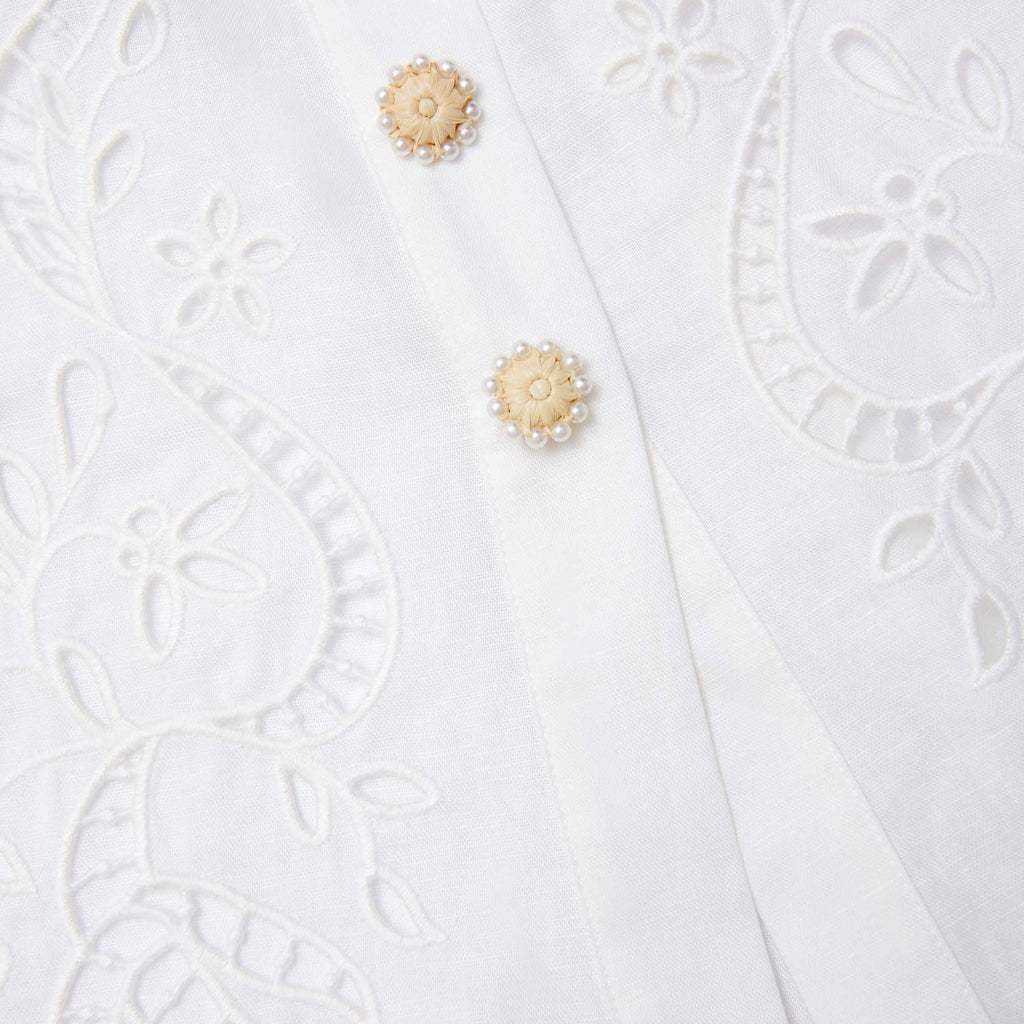 helen Cream Linen Peplum Midi Dress