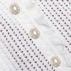 Flowering Girl Women lauren lantern sleeve Pointelle Knit Mini Dress in White
