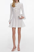 Flowering Girl Women lauren lantern sleeve Pointelle Knit Mini Dress in White