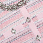 tammy rhinestone long sleeve Textured Knit Mini Dress in pink