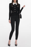 jocelyn Black 9-button Embellished Knit Jacket