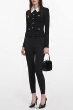 jocelyn Black 9-button Embellished Knit Jacket