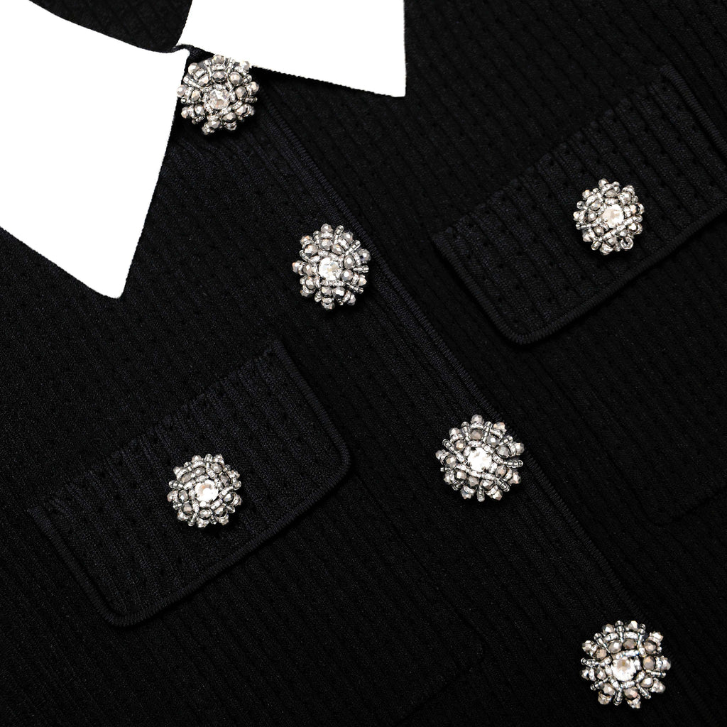 jocelyn Black 9-button Embellished Knit Jacket