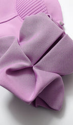 Flowering Girl Women Strapless Draped Sleeve Slits Bandage Dress In Purple