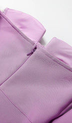 Flowering Girl Women Strapless Draped Sleeve Slits Bandage Dress In Purple
