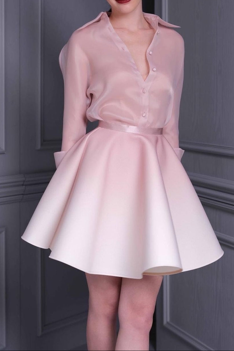 Light Pink Shirt Suit Mini Dress