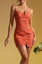 Flowering Girl Women Sacha Spaghetti Floral Embroidered Mini Dress