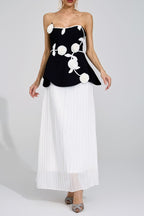 mignon Black White Floral strapless Maxi Dress