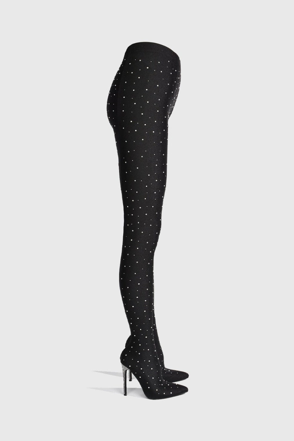 Flowering Girl Women Sagier Rhinestone Legging Boots - Black