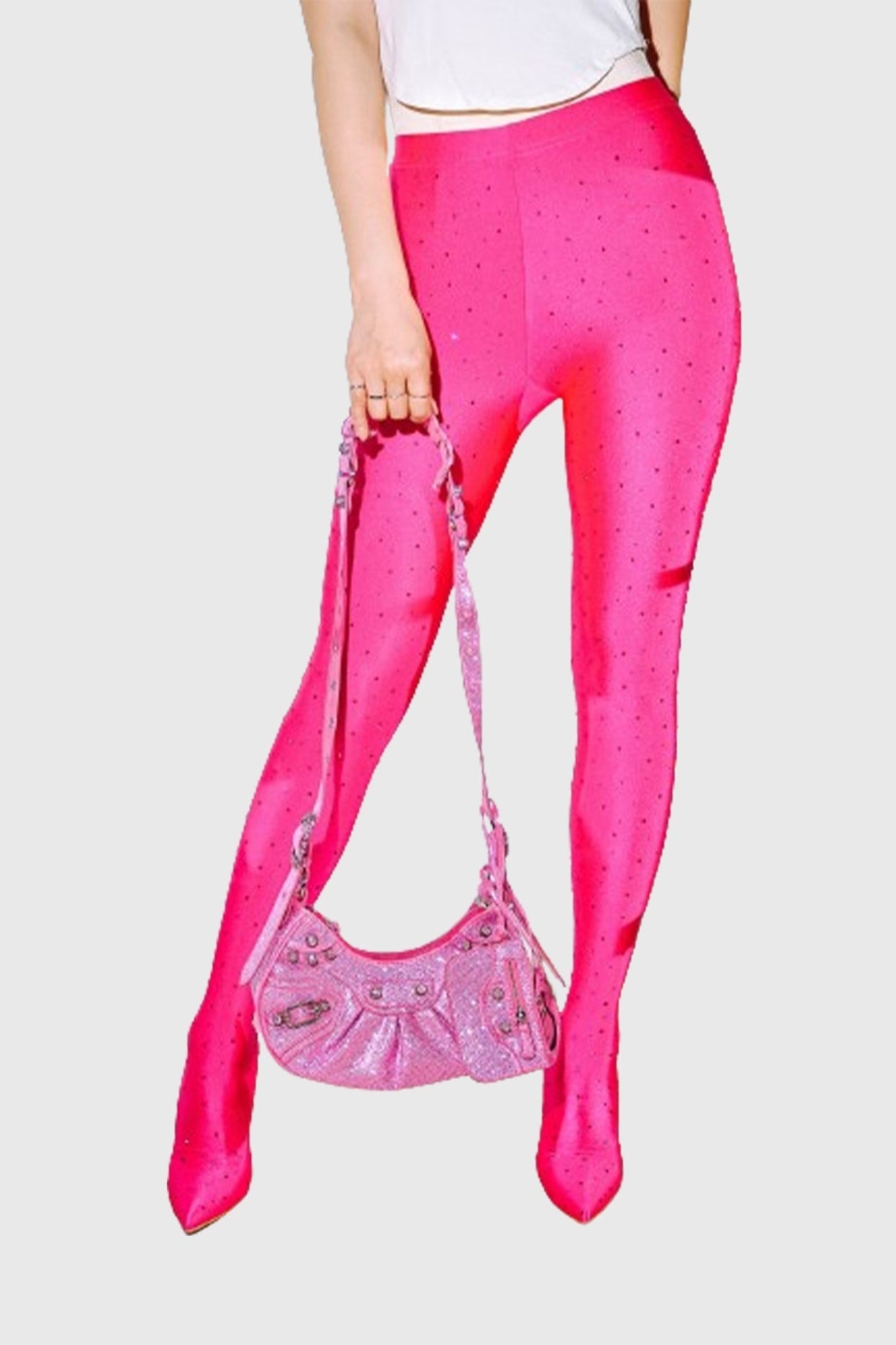 Flowering Girl Women Sagier Rhinestone Legging Boots - Pink