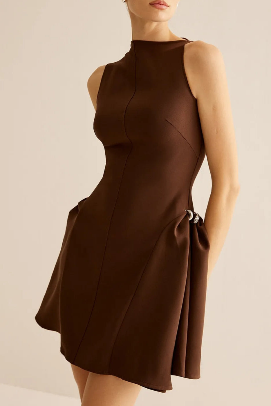 Asymmetrical Flared Mini Dress