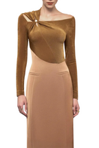 Flowering Girl Women Samaro Asymmetric Cutout Panel Midi Dress - Brown