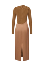Flowering Girl Women Samaro Asymmetric Cutout Panel Midi Dress - Brown