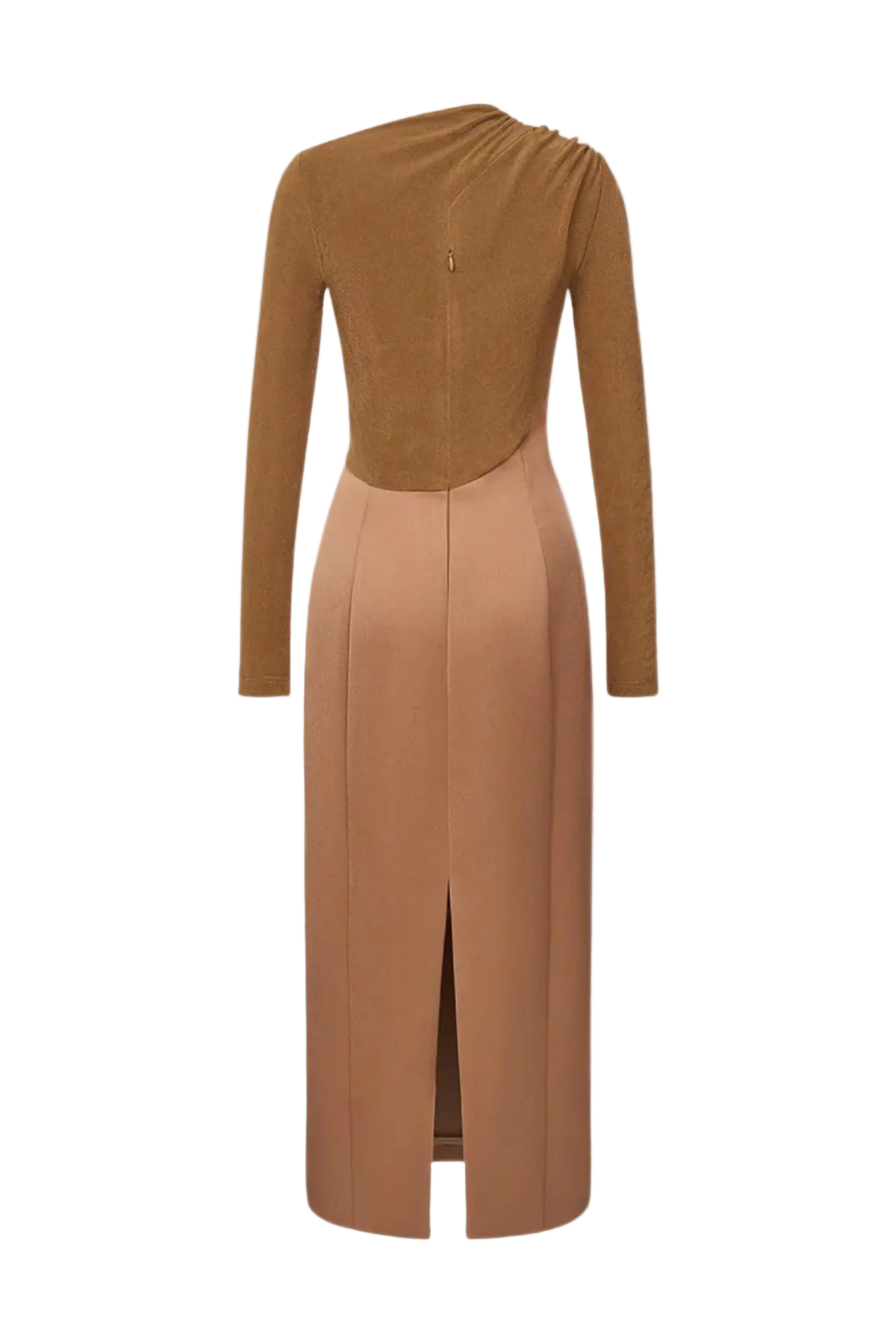 Samaro Asymmetric Cutout Panel Midi Dress - Brown