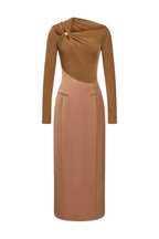 Flowering Girl Women Samaro Asymmetric Cutout Panel Midi Dress - Brown