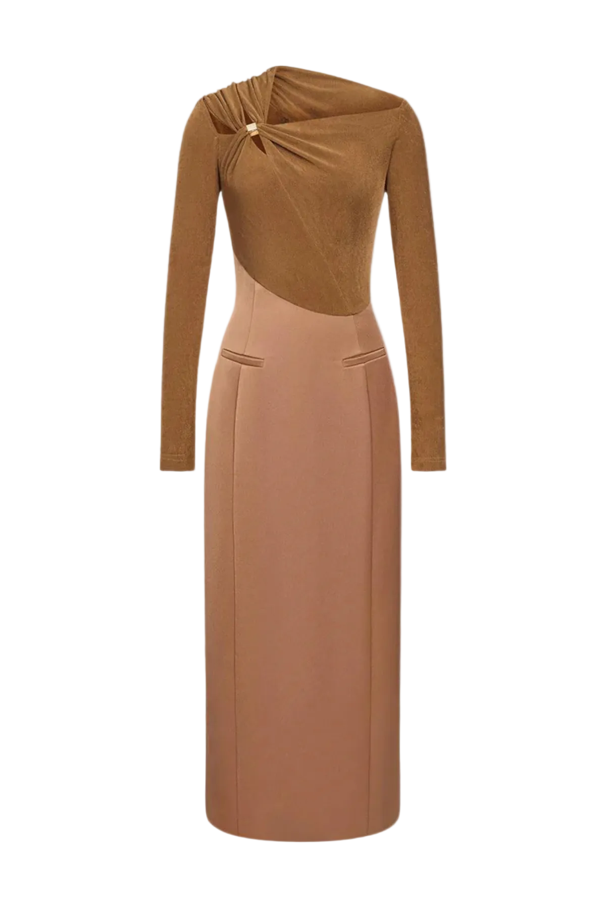 Flowering Girl Women Samaro Asymmetric Cutout Panel Midi Dress - Brown