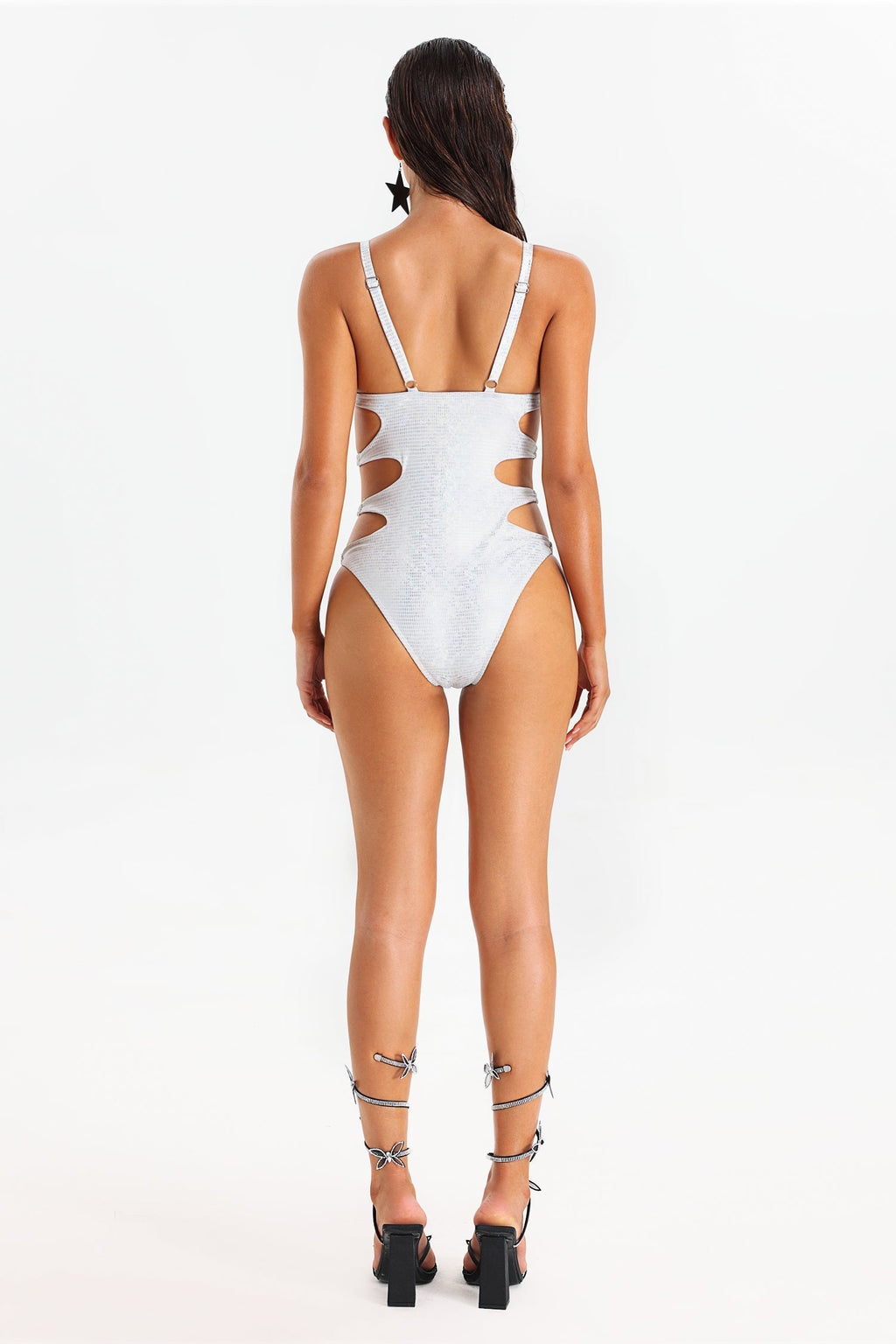 Flowering Girl Women Samira Metallic Shiny Cut Out Swimsuit