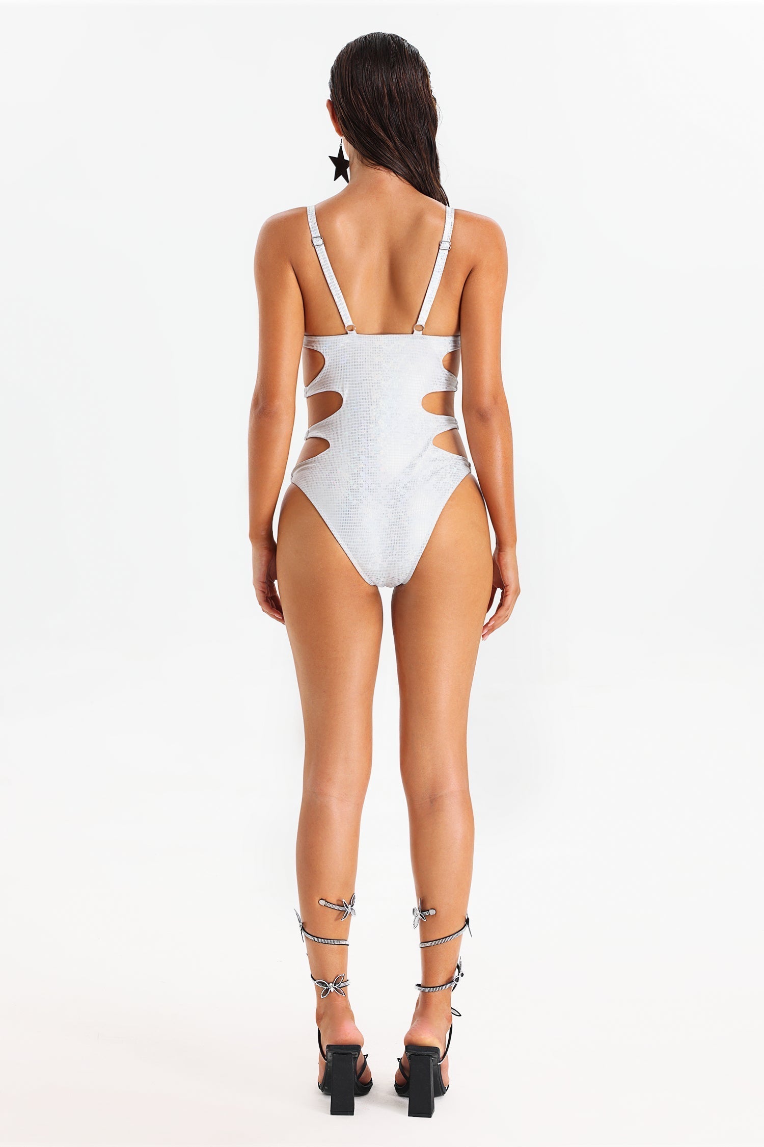 Flowering Girl Women Samira Metallic Shiny Cut Out Swimsuit
