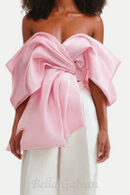 Flowering Girl Women Samira Bow Cross Off Shoulder Satin Top