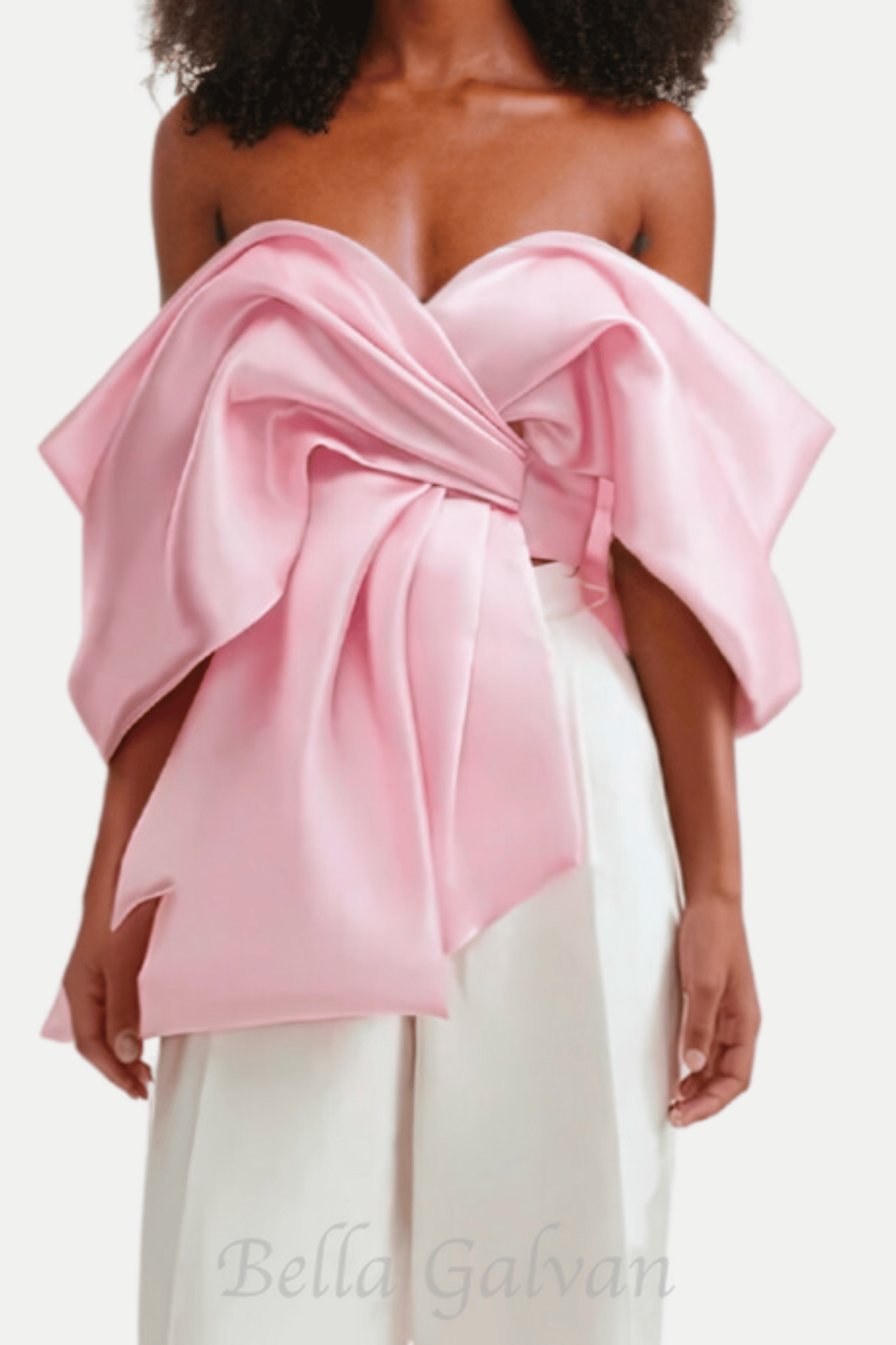 Flowering Girl Women Samira Bow Cross Off Shoulder Satin Top