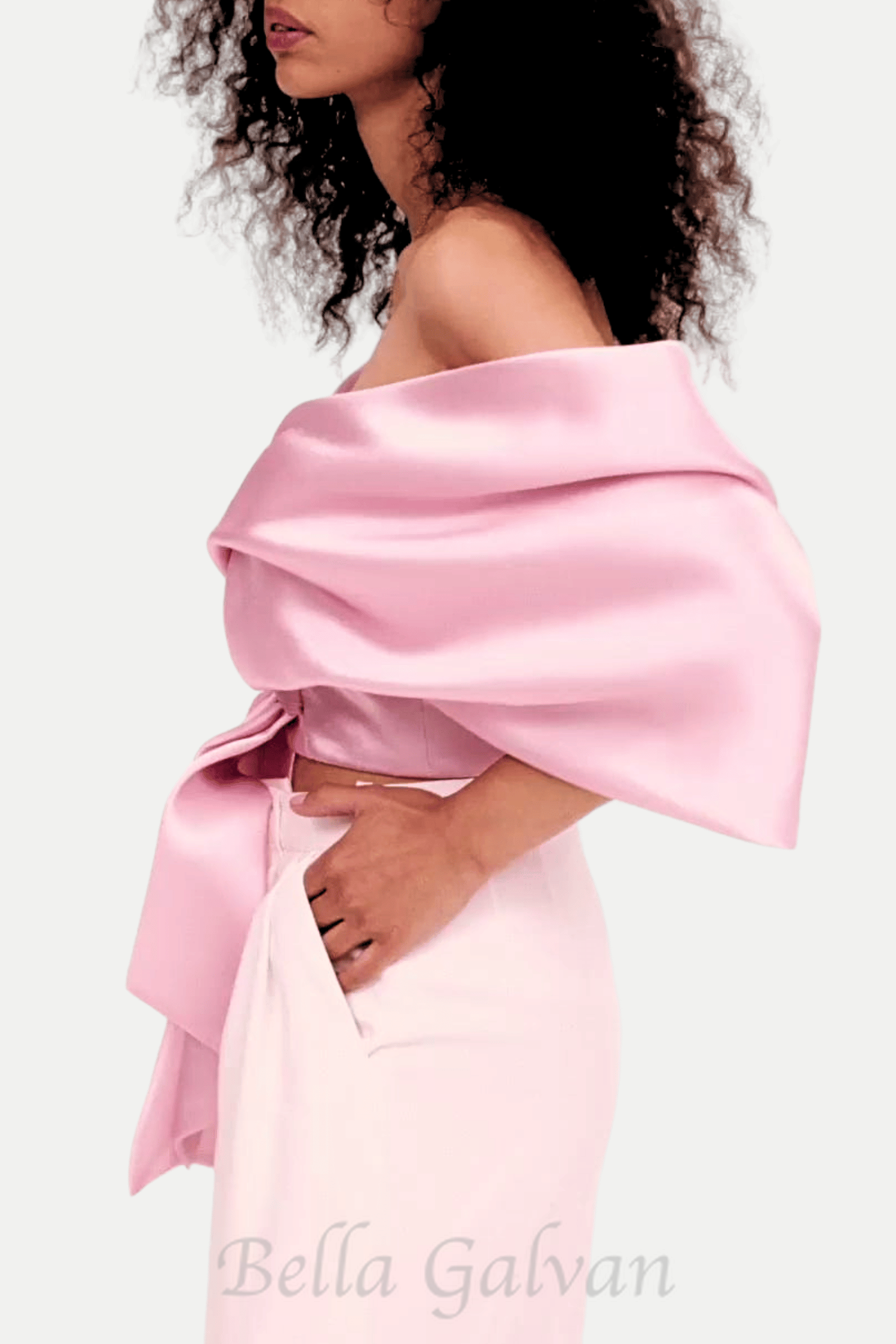 Flowering Girl Women Samira Bow Cross Off Shoulder Satin Top