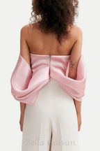 Flowering Girl Women Samira Bow Cross Off Shoulder Satin Top