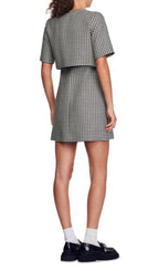 CHARLOTTE LAYERED HOUNDSTOOTH TWEED DRESS