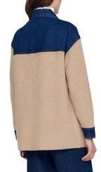 RIB KNIT MIXED MEDIA COATIGAN
