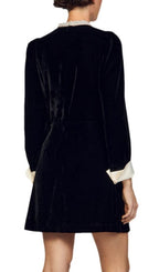 SERENA BEADED COLLAR VELVET DRESS
