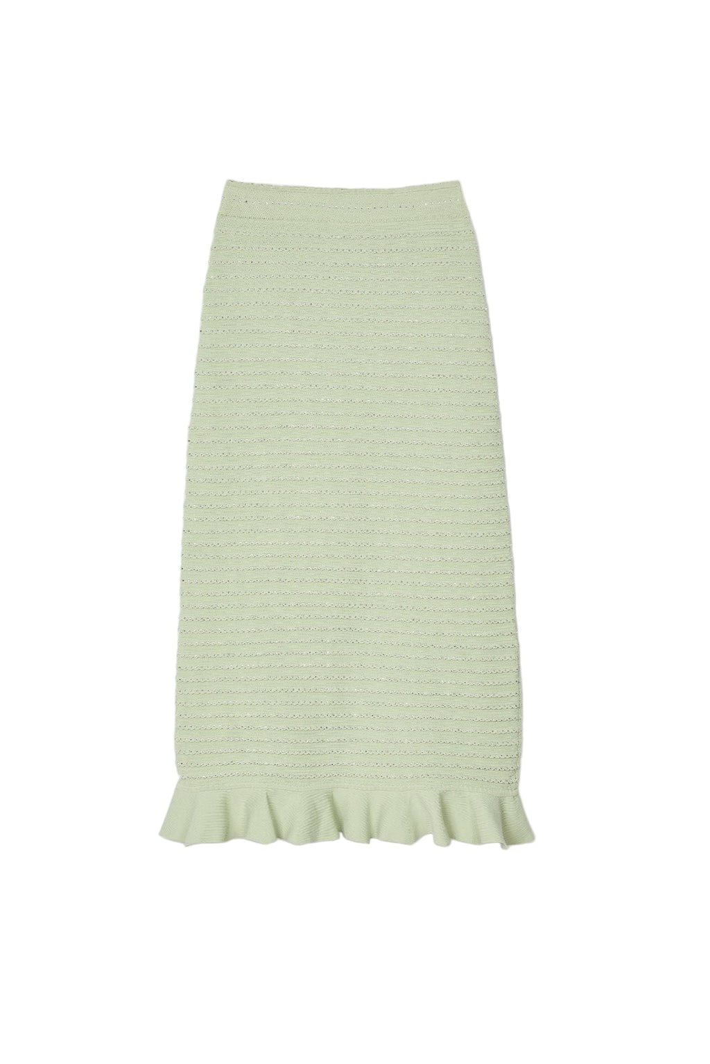 Rhinestone knit maxi skirt in Almond Green