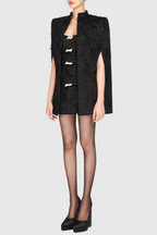 Flowering Girl Women Santos Bow Jacquard Beaded Mini Dress - Black