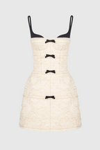 Flowering Girl Women Santos Bow Mini Dress - Beige