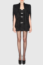 Flowering Girl Women Santos Jacquard Beaded Cape - Black