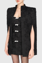 Flowering Girl Women Santos Jacquard Beaded Cape - Black