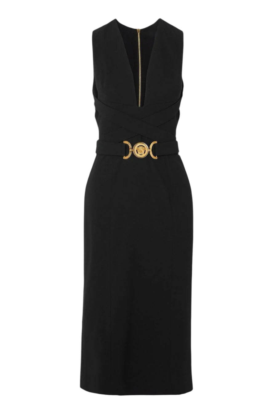 Flowering Girl Women Saple V-neck Belted Embellished Midi Bandage Dress