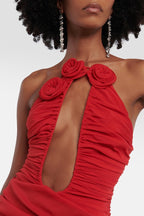 Flowering Girl Women Sarah Ruched Plunge Flower Strapless Mini Dress