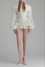 Flowering Girl Women Flower Coastal Mini Dress In Ivory