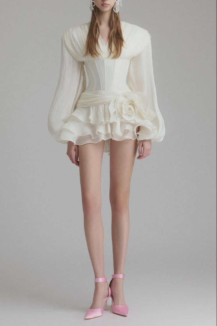 Flowering Girl Women Flower Coastal Mini Dress In Ivory