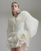 Flowering Girl Women Flower Coastal Mini Dress In Ivory