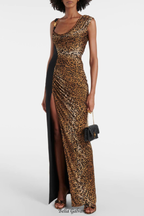 Sayera Leopard Ruched Maxi Dress