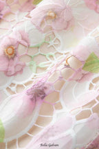 FLYING SLEEVES HIGH WAIST SLIM FIT FLORAL LACE DRESS