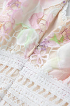 FLYING SLEEVES HIGH WAIST SLIM FIT FLORAL LACE DRESS