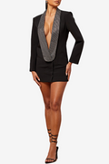 Flowering Girl Women Scarlett Crystal Embellished Cutout Blazer Dress - Black