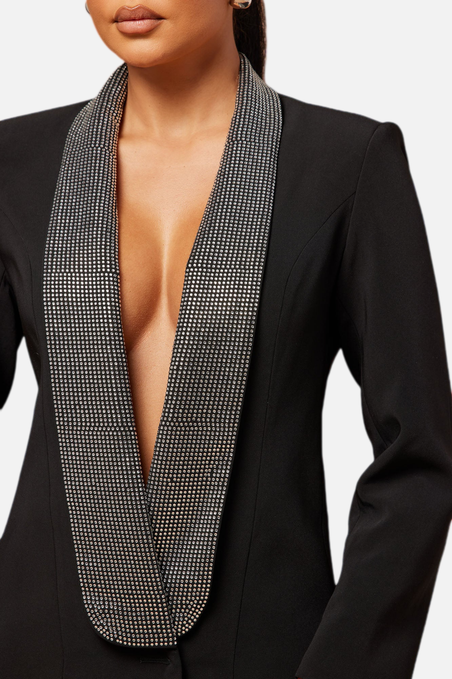 Flowering Girl Women Scarlett Crystal Embellished Cutout Blazer Dress - Black