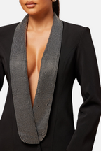 Flowering Girl Women Scarlett Crystal Embellished Cutout Blazer Dress - Black
