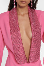 Flowering Girl Women Scarlett Crystal Embellished Cutout Blazer Dress - Pink