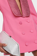 Flowering Girl Women Scarlett Crystal Embellished Cutout Blazer Dress - Pink