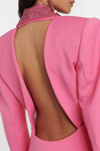 Flowering Girl Women Scarlett Crystal Embellished Cutout Blazer Dress - Pink
