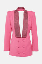 Flowering Girl Women Scarlett Crystal Embellished Cutout Blazer Dress - Pink