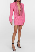 Flowering Girl Women Scarlett Crystal Embellished Cutout Blazer Dress - Pink